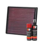 K&N Air Filter 33-3002 + Aerosol Recharge Kit