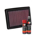 K&N Air Filter 33-3058 + Aerosol Recharge Kit