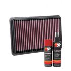 K&N Air Filter 33-3129 + Aerosol Recharge Kit