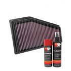 K&N Air Filter 33-5089 + Aerosol Recharge Kit