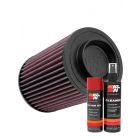 K&N Air Filter PL-8007 + Aerosol Recharge Kit