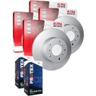 Protex Ultra Front & Rear Disc Rotors + Blue Brake Pads