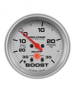 Auto Meter Gauge Ultra-Lite Boost/Vacuum 30" HG/30 PSI 2 5/8" Analog Elec…