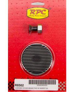RPC Chrome Steel Brake Pedal, Round With Rubber Insert