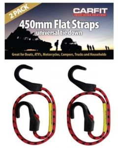 Carfit Heavy Duty Flat Strap 450mm Stretch Cord w/ HD Hook Set of 2