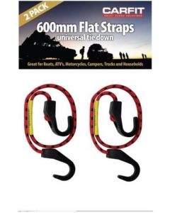 Carfit Heavy Duty Flat Strap 600mm Stretch Cord w/ HD Hook Set of 2