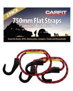 Carfit Heavy Duty Flat Strap 750mm Stretch Cord w/ HD Hook Set of 2