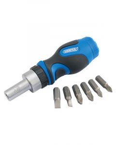 Draper Tools Stubby Ratchet Screwdriver And Bit Set 7 Piece