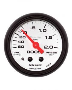 Auto Meter 2-1/16" Phantom Metric Boost/Vacuum 60 Cm Hg/2.0 Bars