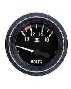 Stewart Warner Gauge Heavy-Duty Voltmeter 10-16V 2-1/16" Electrical Black