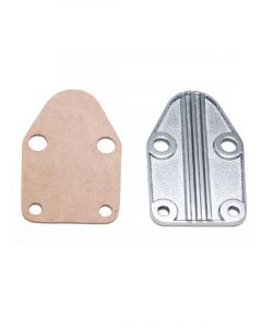 Trans-Dapt Fuel Pump Blockoff - Steel - Chrome For Small Block Chevy - Each