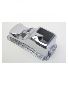 Trans-Dapt Engine Oil Pan OEM Style Front Sump Stock Depth Steel Chrome 