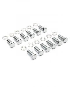 Trans-Dapt Intake Manifold Bolt Kit Hex Head Steel Chrome Small Block Ch
