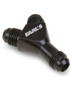 Earls Fitting Y Block 6 AN Male Inlet Dual 6 AN Male Outlets Alum