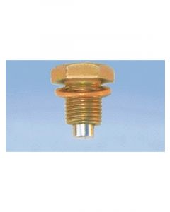 Milodon Drain Plug 1/2-20 in Thread Brass Crush Washer Magnetic Steel Z