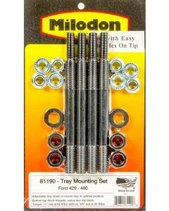 Milodon Windage Tray Stud 3/8 in Steel Black Oxide Big Block Ford Kit