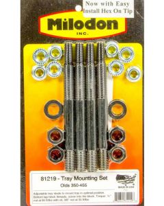 Milodon Windage Tray Stud 3/8 in Steel Black Oxide Oldsmobile V8 Kit