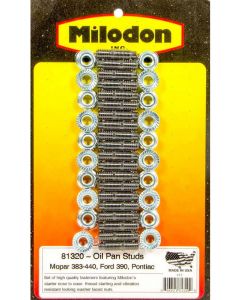 Milodon Oil Pan Stud Hex Nuts Steel Black Oxide Various V8 Applications
