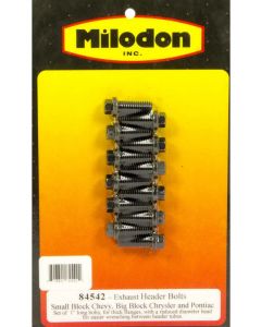 Milodon Header Bolt 3/8-16 in Thread 1.000 in Long Hex Head Grade 8 Ste
