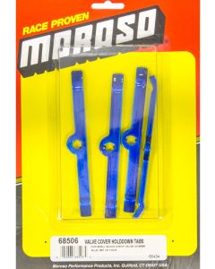 Moroso Valve Cover Hold Down Tabs Steel Blue Powder Coat Small Block Ch…