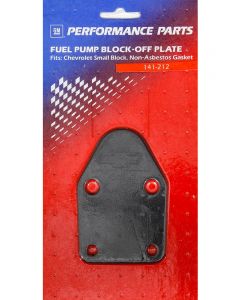Proform Fuel Pump Blockoff Bowtie Logo Steel Black Small Block Chevy