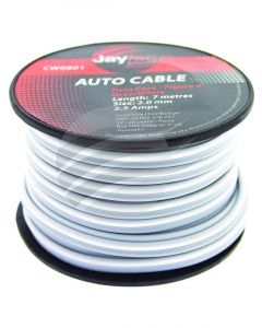 Jaylec 2mm Speaker Cable Grey White Trace 7M Fig8 [ref Narva 5822-7SP]