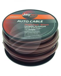 Jaylec 4mm Single Core Cable Brown 4M 15Amps [ref Narva 5814-4BN]