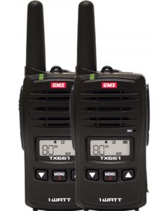 GME 1W Uhf 80 Channel Handheld Twin Pack Radios Rechargeable Batts Char