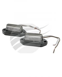 Autolamps Pkt 2 LED Licence Plate Lamp 12/24V Black Steel Base 14cm Lead