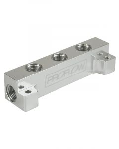 Proflow Fuel Block Log -08AN Side Ports & 3 x -06AN Ports, Silv