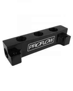 Proflow Fuel Block Log -06AN Side Ports & 3 x -06AN Ports, Bla