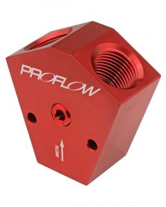 Proflow Fuel Block, Y-Type, Billet Aluminium, Red Anodised, 3/8 in