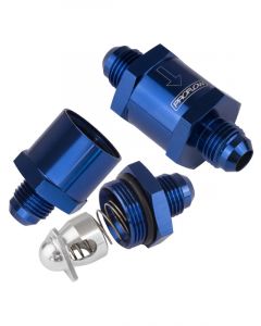 Proflow Fuel Check Valve, Blue, Aluminium, -10 AN Male to -10 AN, M