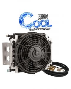 Proflow Transmission Cooler & Fan Kit, Duel Core Black Powder coat,