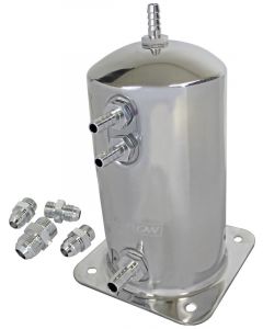 Proflow Fuel Surge Tank Aluminium, 195mm x 108mm Round, 1.5L, Barb & A
