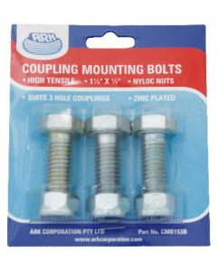 ARK Coupling Mounting Bolts 4" X 1/2" High Tensile Nyloc Nuts Blister Pack of 3