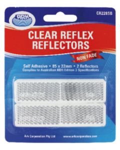 ARK Clear Reflex Reflector Self Adhesive 85mm X 22mm Adr Blister Pack of 2