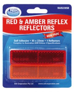 ARK Reflex Reflector 2 X Red 2 X Amber Self Adhesive 85mm X Blister Pack of 4