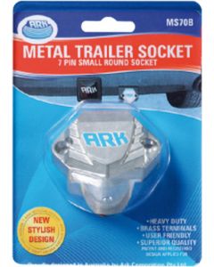 ARK 7 Pin Small Round Trailer Socket Metal Common Tas Qld Nsw Wa Blister Pack