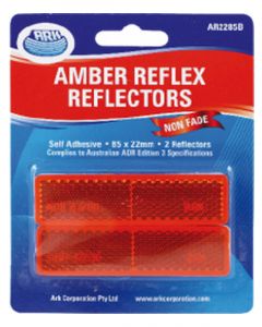 ARK Amber Reflex Reflector Self Adhesive 85mm X 22mm Adr Blister Pack of 2