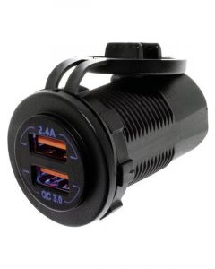 Hulk 4x4 Dual USB Socket Port A- 5V 2.4A Port B- Qc3.0 3.6-12V 18W Blue