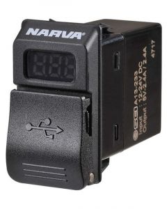 Narva 12/24V Dual Usb Charger With LED Volt/Amp Meter