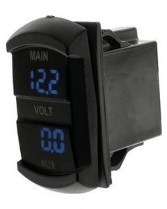 Hulk 4x4 Switch Size Dual Voltmeter Illumination Colour Blue 12-24V DC
