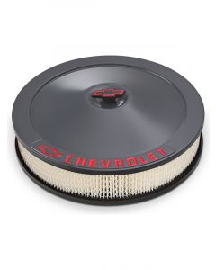 Proform Engine Air Cleaner Kit 14in. Dia Shark Gray For Chevy Red Emblems