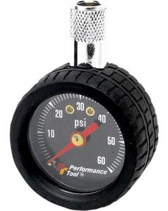 Performance Tool Tire Pressure Gauge Analog 0-60 psi Black Face 1 3/4"
