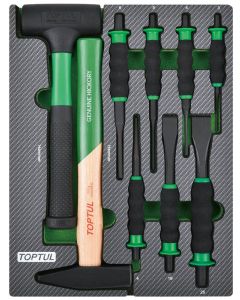 Toptul 9pcs Hammer, Punch & Chisel Set (Modular Insert Tray System)