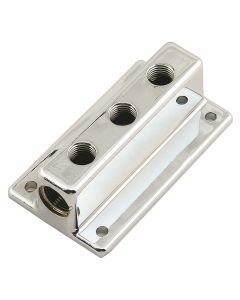 Mr Gasket Fuel Block T-Type Cast Aluminium Chrome One 3/8 in. NPT Fema
