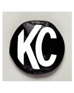 KC Hilites 8" Round Soft Vinyl Cover Pair Black White KC Logo Pair