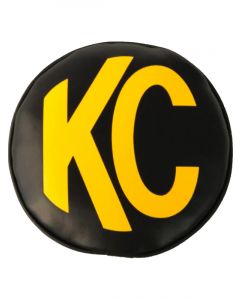 KC Hilites 8" Round Soft Vinyl Cover Pair Black Yellow KC Logo Pair