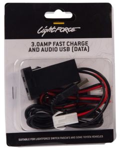 Lightforce Dual Usb Charger/Data Pass thru 12V 3.0 Amp Late